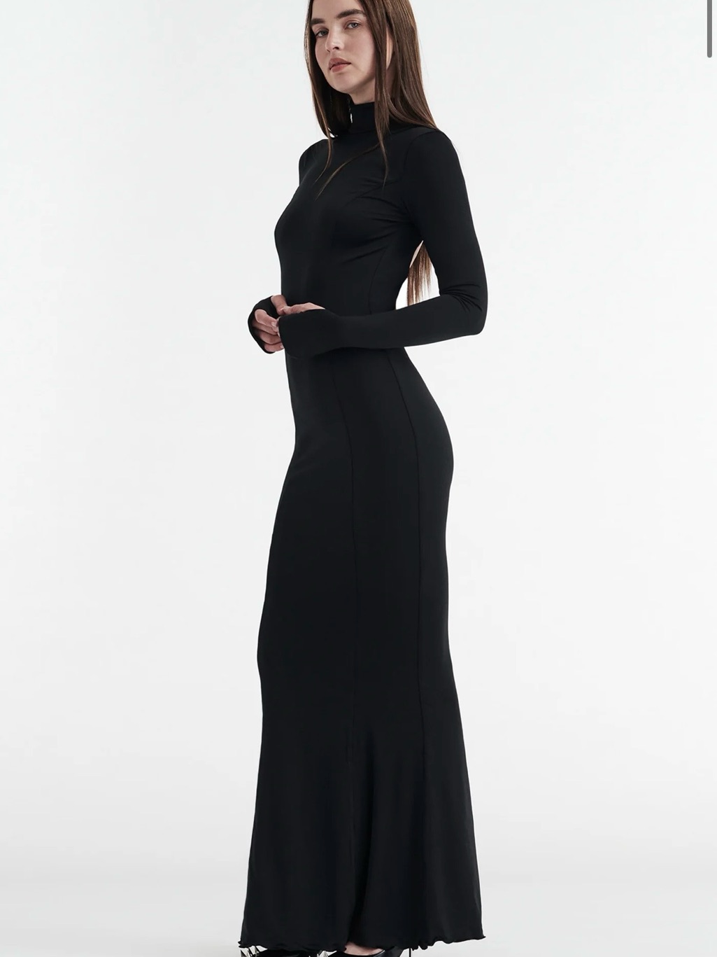 I.Am.Gia Black Long Sleeve Maxi Dress With High Neck